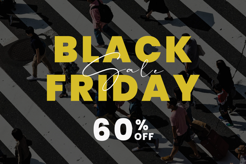 Sixty Percent Off With Walking People Black Friday Template