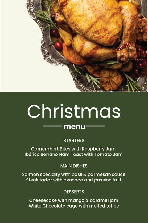 Christmas Menu With Delicious Food Sign Template