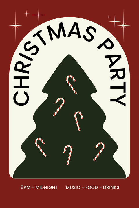 Christmas Party Decorated Tree Sign Template