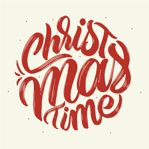 Christmas Time Hand Lettering Sign Template