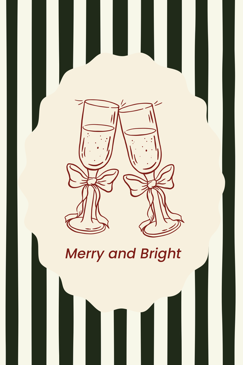 Merry and Bright Champagne Toast Sign Template