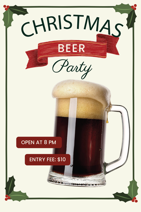 Christmas Beer Party Poster Template