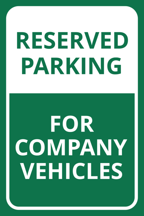 White and Green Reserved Parking Sign Template