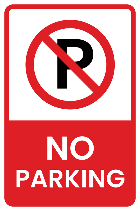 Red Themed No Parking Sign Template