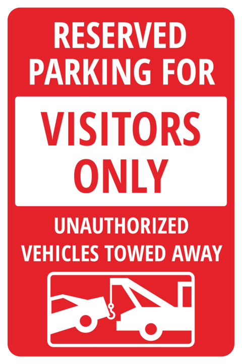 Red Reserved Parking Visitor Only Sign Template