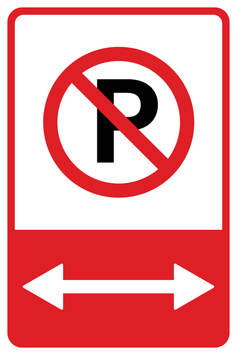 White and Red No Parking Sign Template