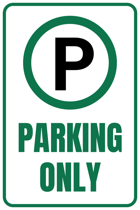 Green and White Parking Only Sign Template