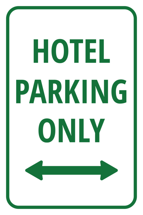 Green and White Hotel Parking Sign Template