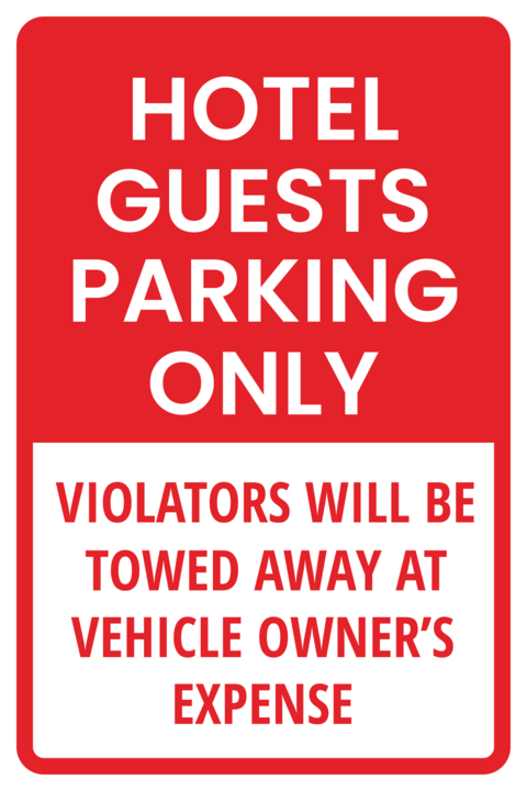 Red Themed Hotel Parking Sign Template
