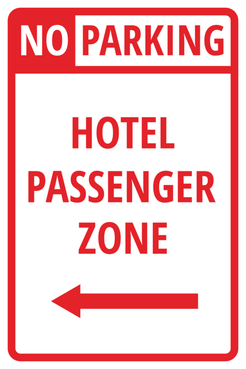 Red and White Hotel Parking Sign Template