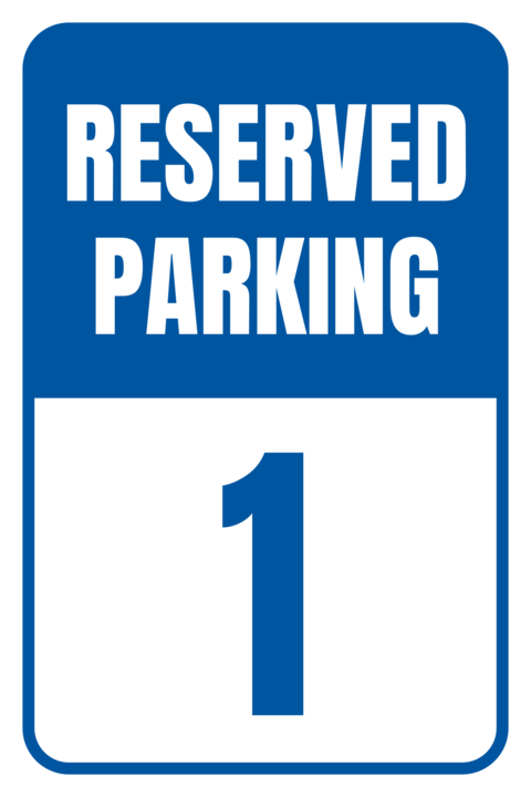 Blue Reserved Parking Number Sign Template