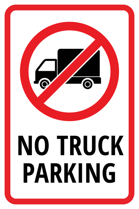 White No Truck Parking Sign Template