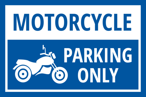Blue and White Motorcycle Parking Sign Template