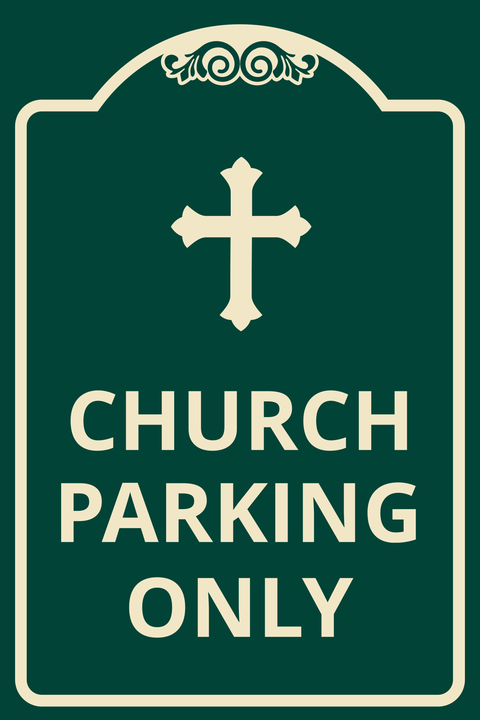 Green Themed Church Parking Sign Template