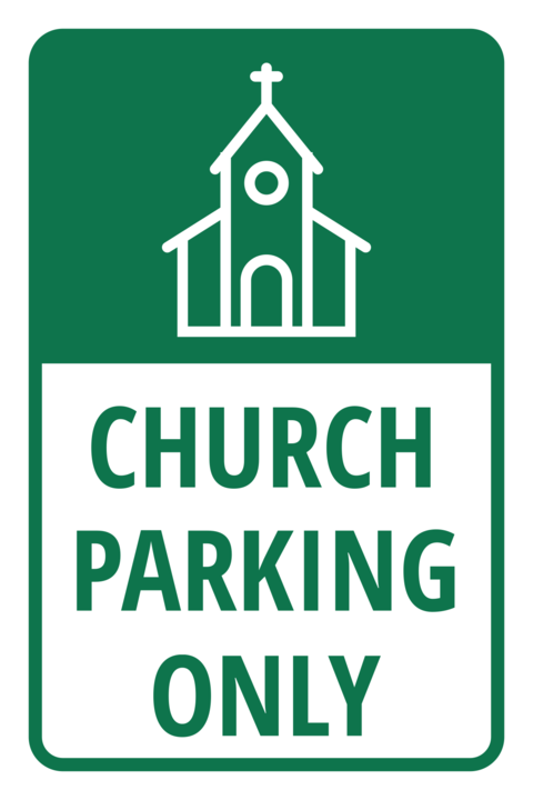 Green Church Parking Sign Template