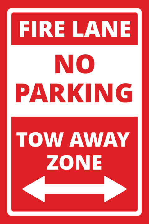 Red and White Fire Lane No Parking Sign Template