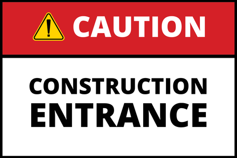 Caution Construction Entrance Sign Template