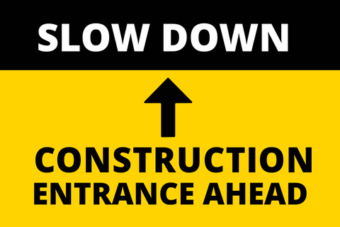 Slow Down Construction Warning Sign Template