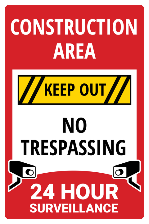 Construction Area Warning Sign Template