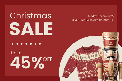 Red Christmas Sale Apparel Toy Sign Template