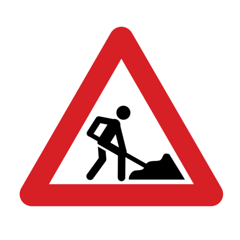 Red Triangle Road Works Sign Template