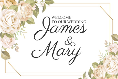 Flowers With Wedding Welcome Sign Template