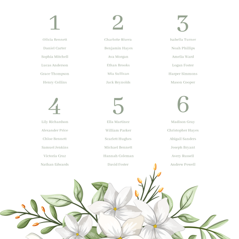 Wildflower Wedding Seating Chart Sign Template