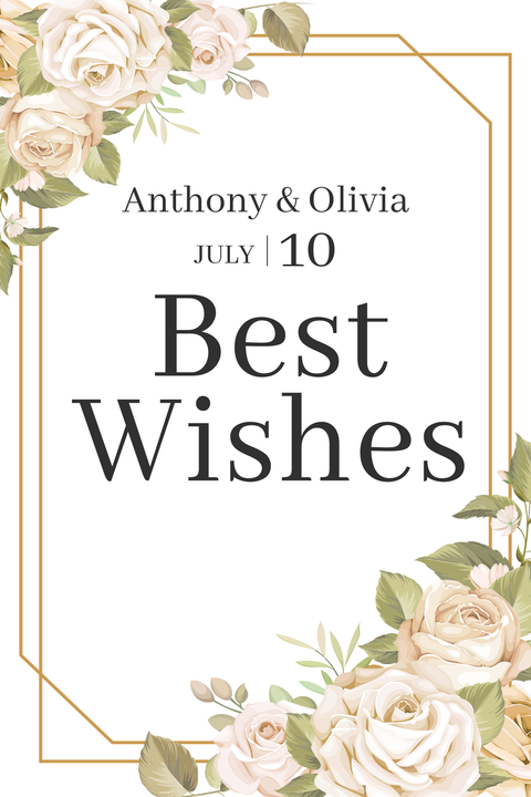 Rose Gold Wedding Best Wishes Sign Template