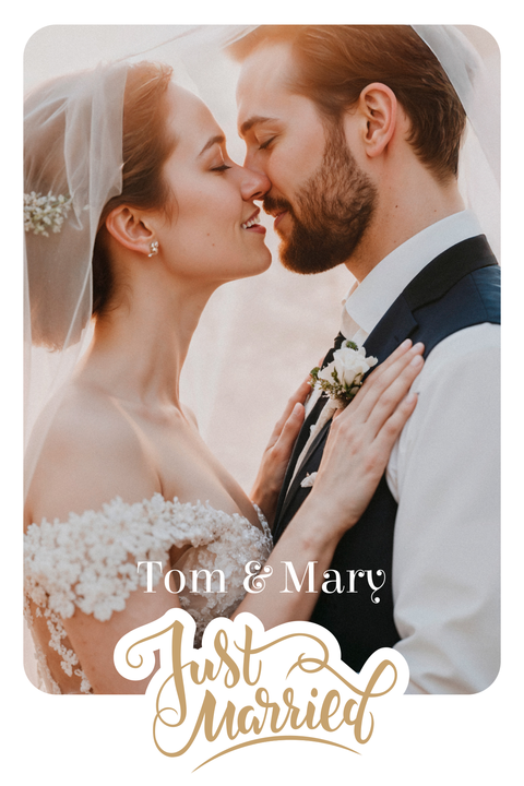 Photographic Just Married Wedding Sign Template