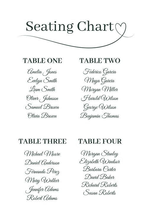 Minimal Wedding Seating Chart Sign Template