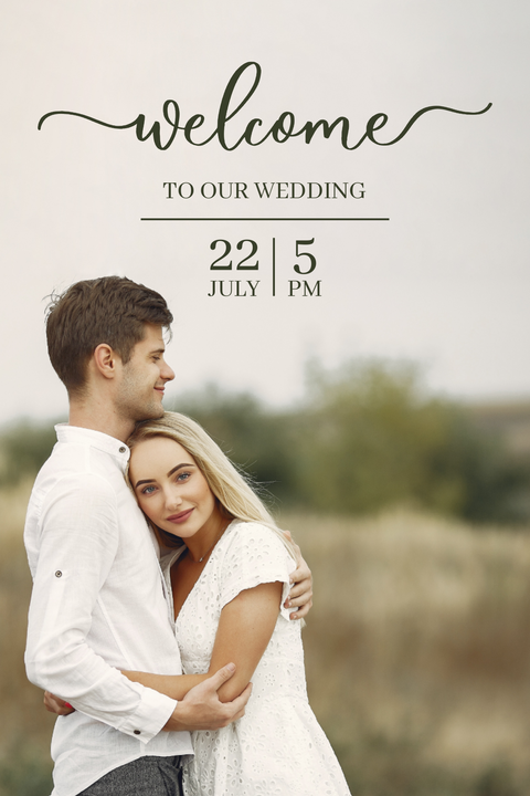 Photographic Script Wedding Welcome Sign Template
