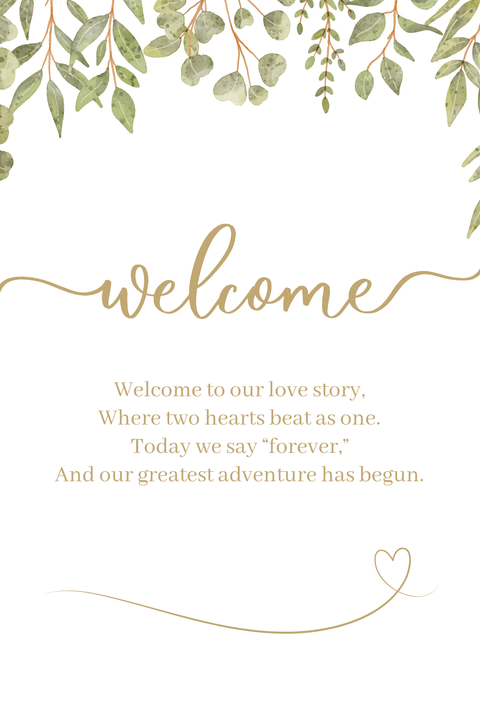 Greenery Wedding Poem Welcome Sign Template