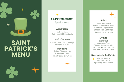 Saint Patrick's Day Menu Template