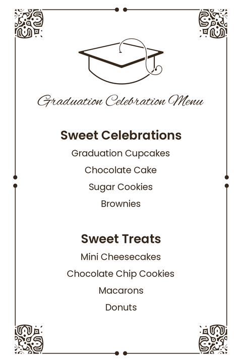 Graduation Celebration Menu Sign Template