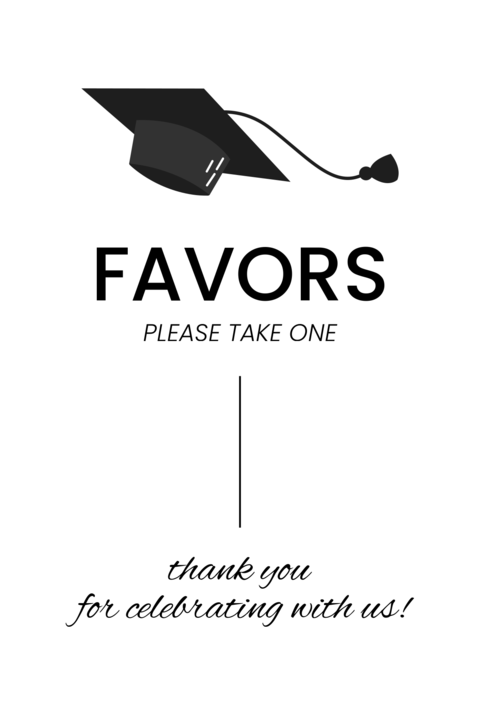 Graduation Favors Sign Template