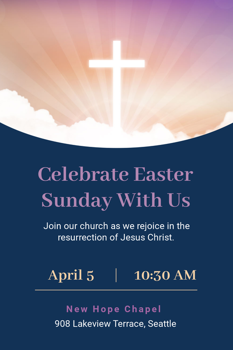 Easter Sunday Church Service Sign Template