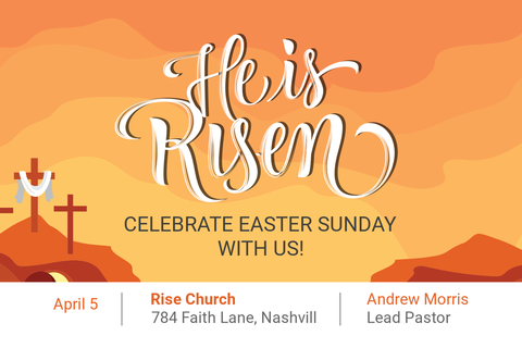 He Is Risen Easter Sunday Sign Template