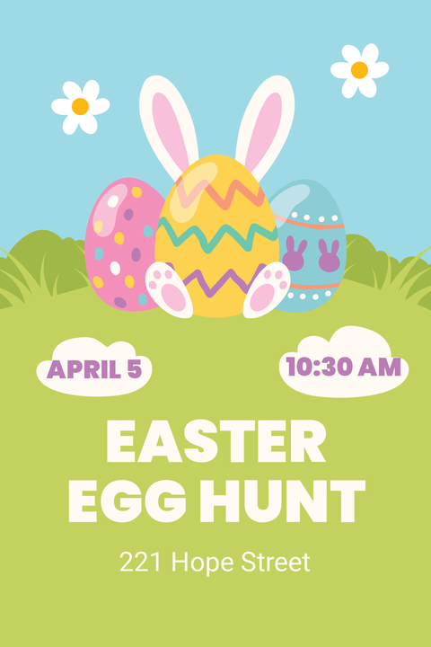 Green Easter Egg Hunt Sign Template