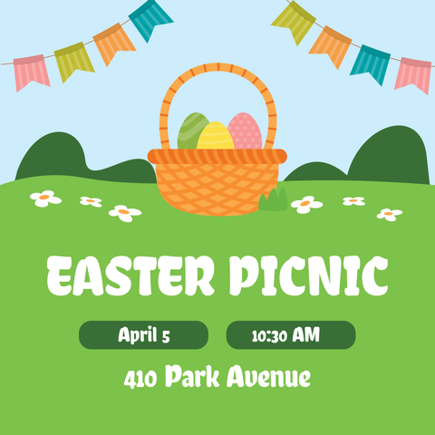 Green Background Easter Picnic Sign Template