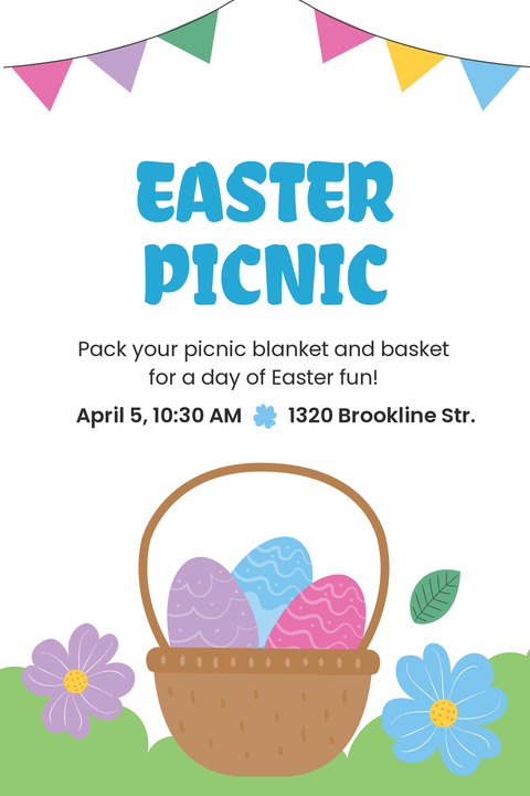 White Background Easter Picnic Sign Template