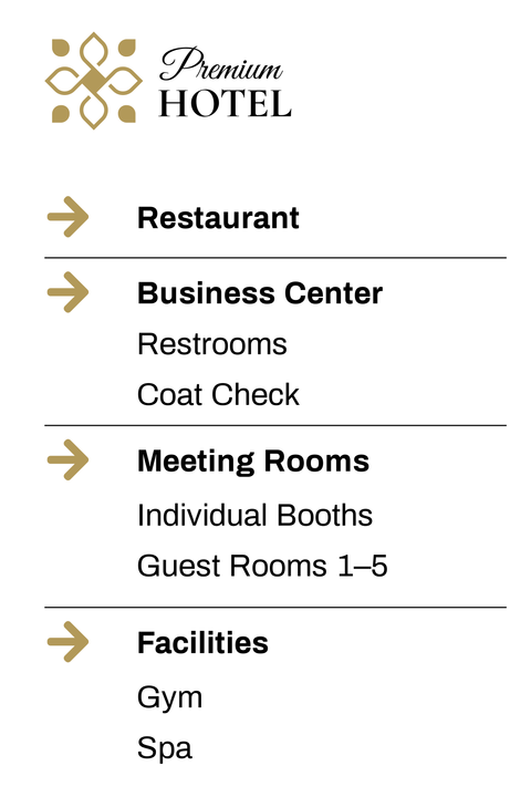 Premium Hotel Multi-Section Wayfinding Sign Template