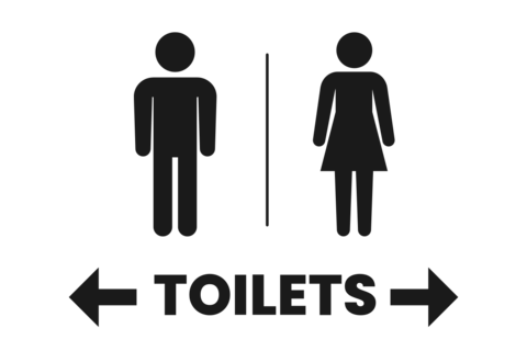 Dual Arrows Toilets Wayfinding Sign Template