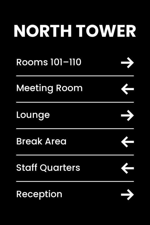 North Tower Building Wayfinding Sign Template