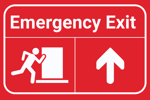 Red Emergency Exit Directional Safety Sign Template
