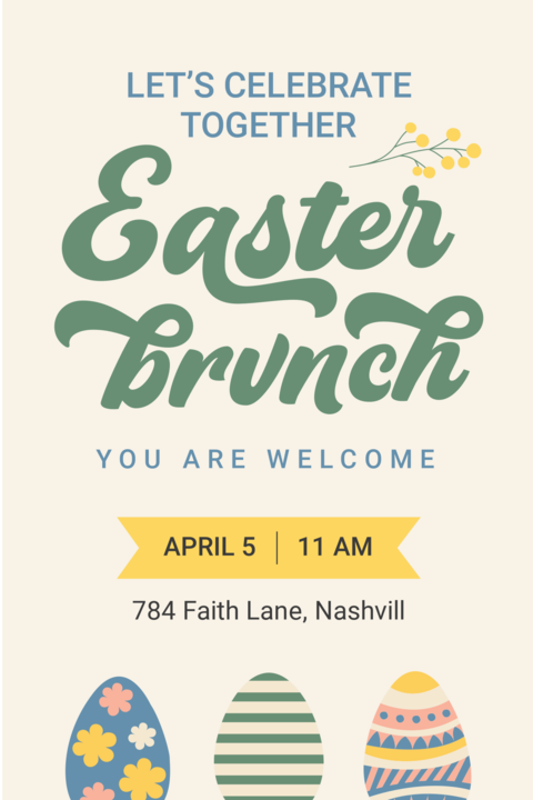 Easter Brunch Event Invitation Sign Template