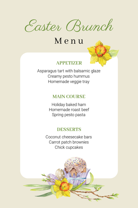 Easter Brunch Menu Sign Template