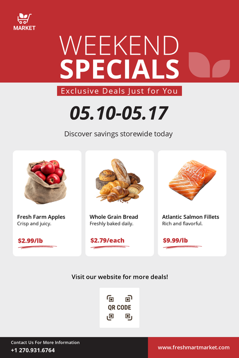 Grocery Store Weekend Deals Sign Template