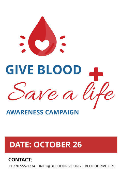 Blood Donation Awareness Campaign Sign Template