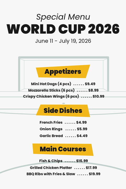World Cup Special Menu Flyer Sign Template