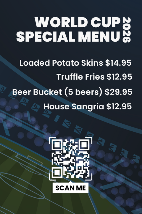 World Cup 2026 Special Menu QR Code Sign Template